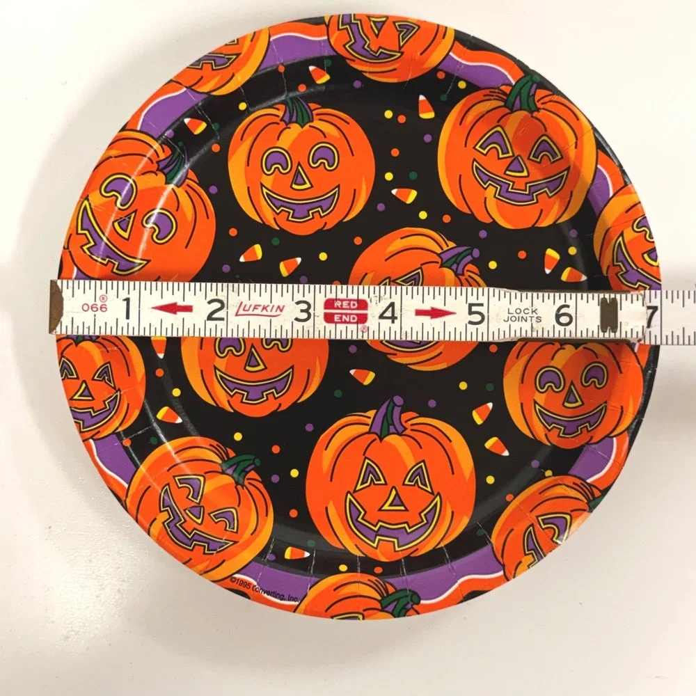 Vintage Halloween Thanksgiving Party Paper Plates 7in 4 Packs 1990s Made In USA